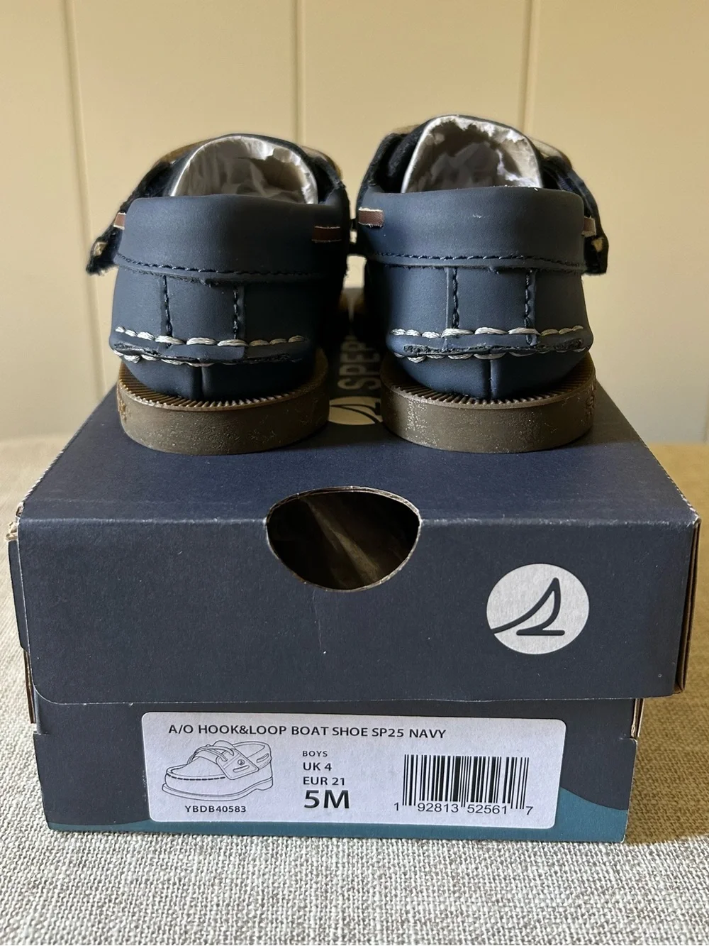 New In Box Sperry Original Boat Shoe Blue Lace Up Velcro Preppy Toddler Loafers